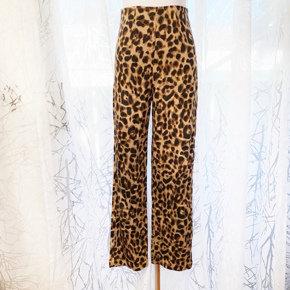 Reformation Pants - REFORMATION Marlon brown tan black LEOPARD PRINT high waisted crop PANTS